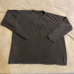 PRETTYLITTLETHING Charcoal Grey Acid Wash‎ Long Sleeve Graphic Shirt Women US 10